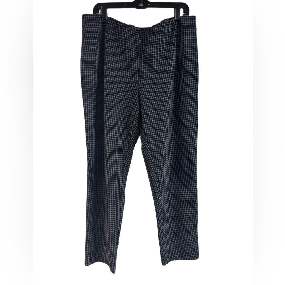 J. Jill Blue Ponte Slim Leg Gray Check Pull On Pants Size XL